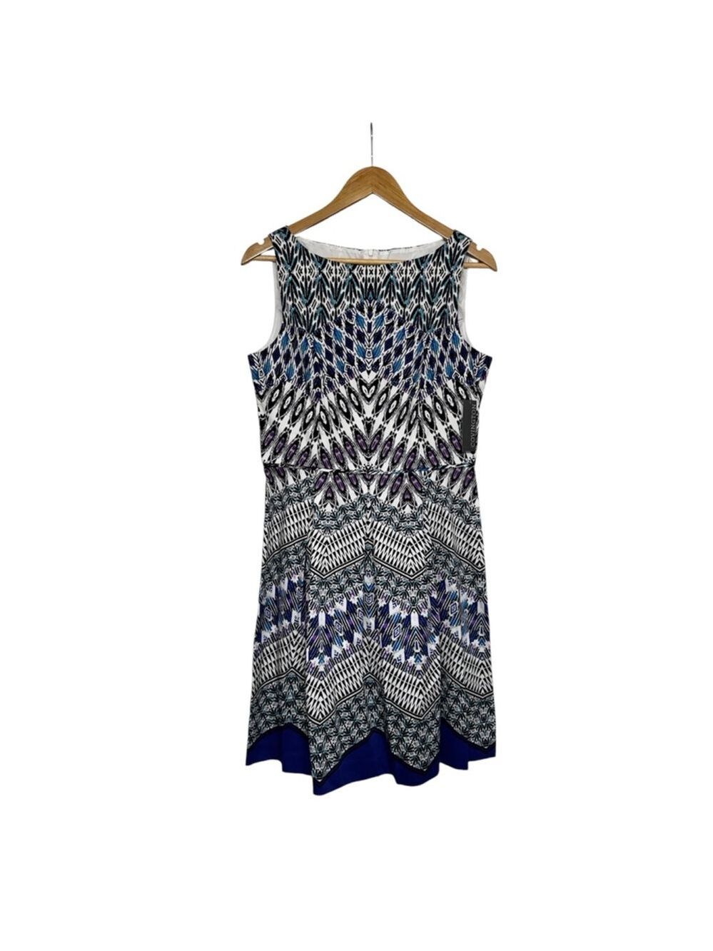 NWT Covington Sleeveless A Line Dress Size 10 White and Blue